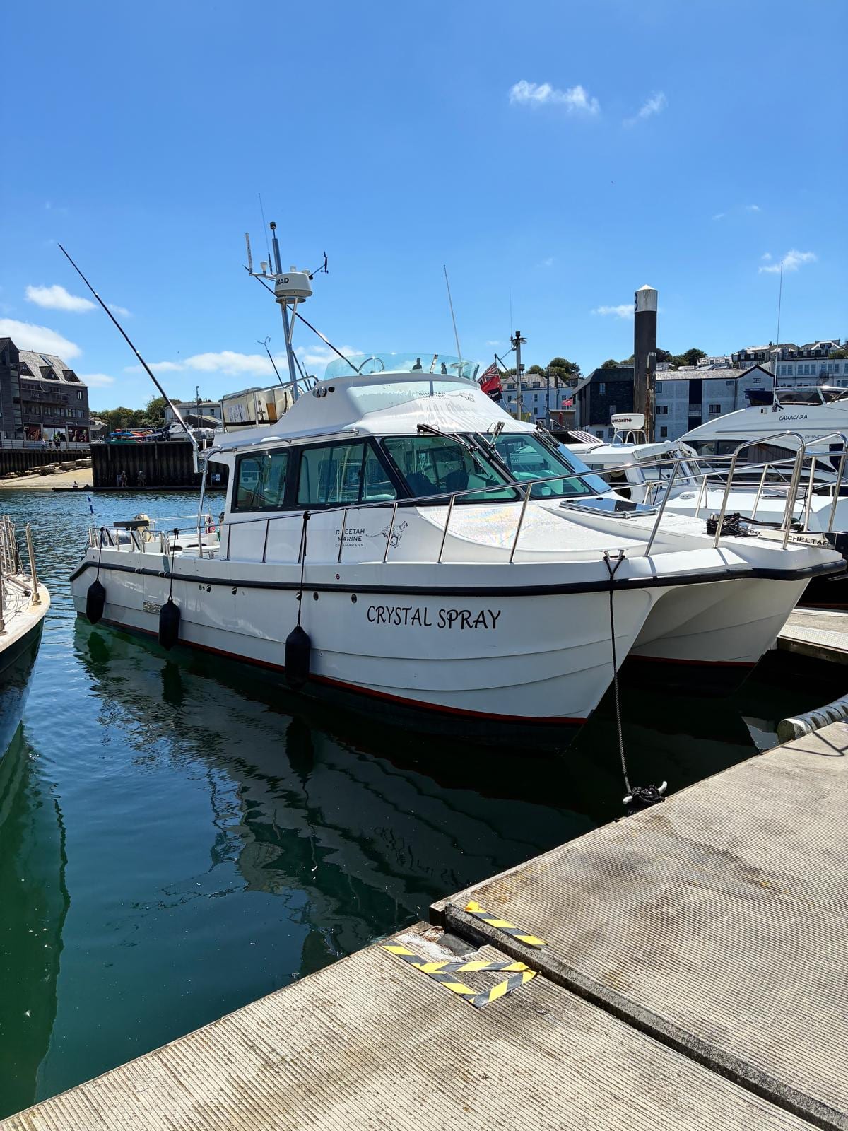 Crystal Spray on her berth at Port Pendennis in Falmouth